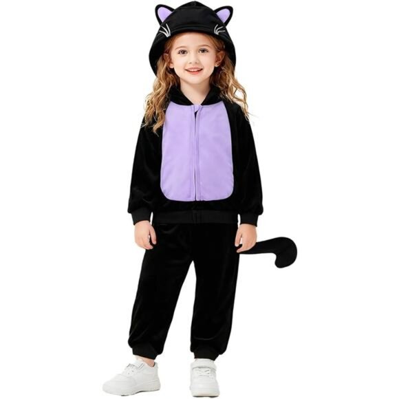 Toddler Baby Girl Boy Cat Costume Fuzzy Warm Winter Outfit Set